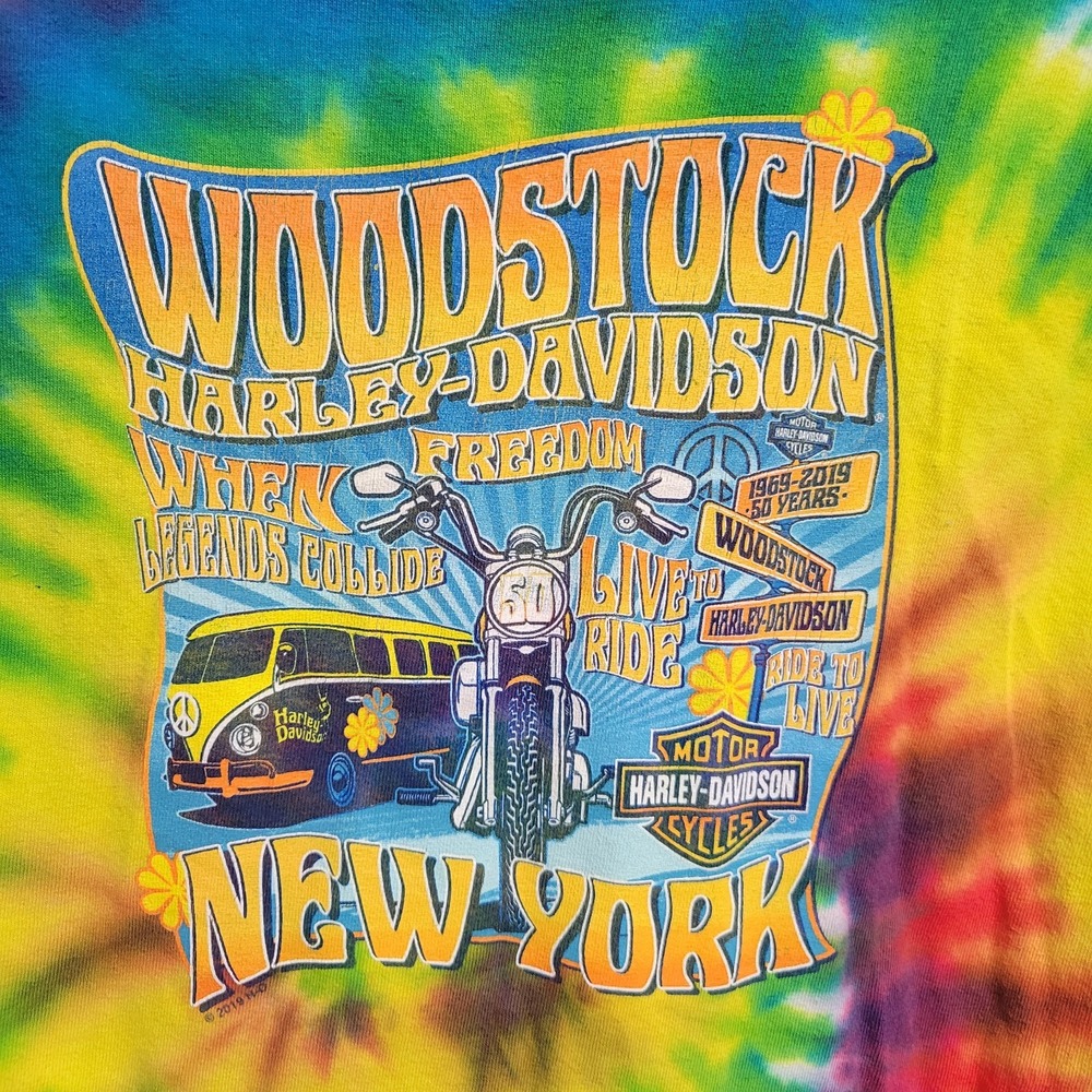 Harley-Davidson Woodstock New York Tie-Dye Long Sleeve T-Shirt Youth M (10/12) - Picture 3 of 5